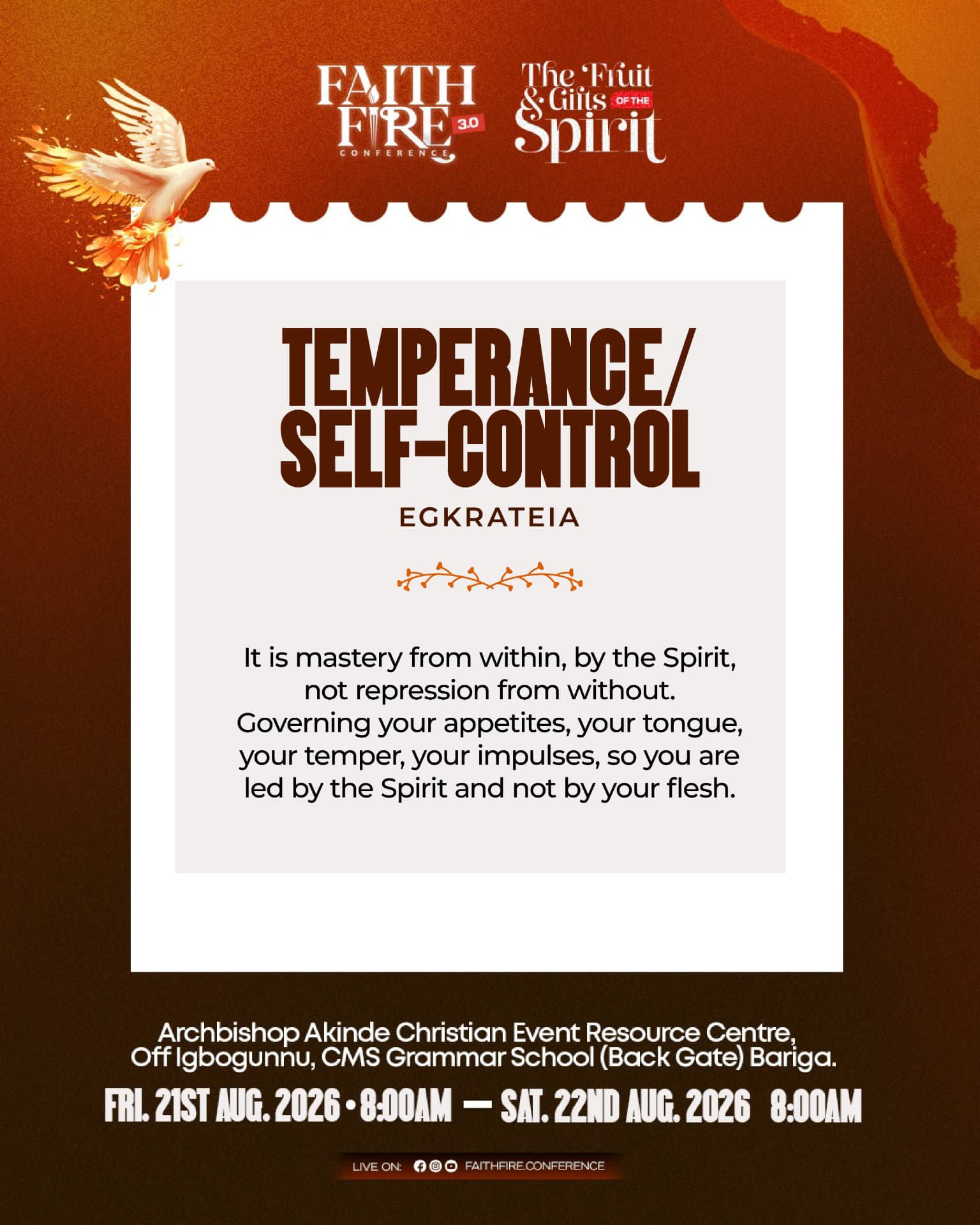 Temperance / Self-Control (Egkrateia) — fruit of the Spirit