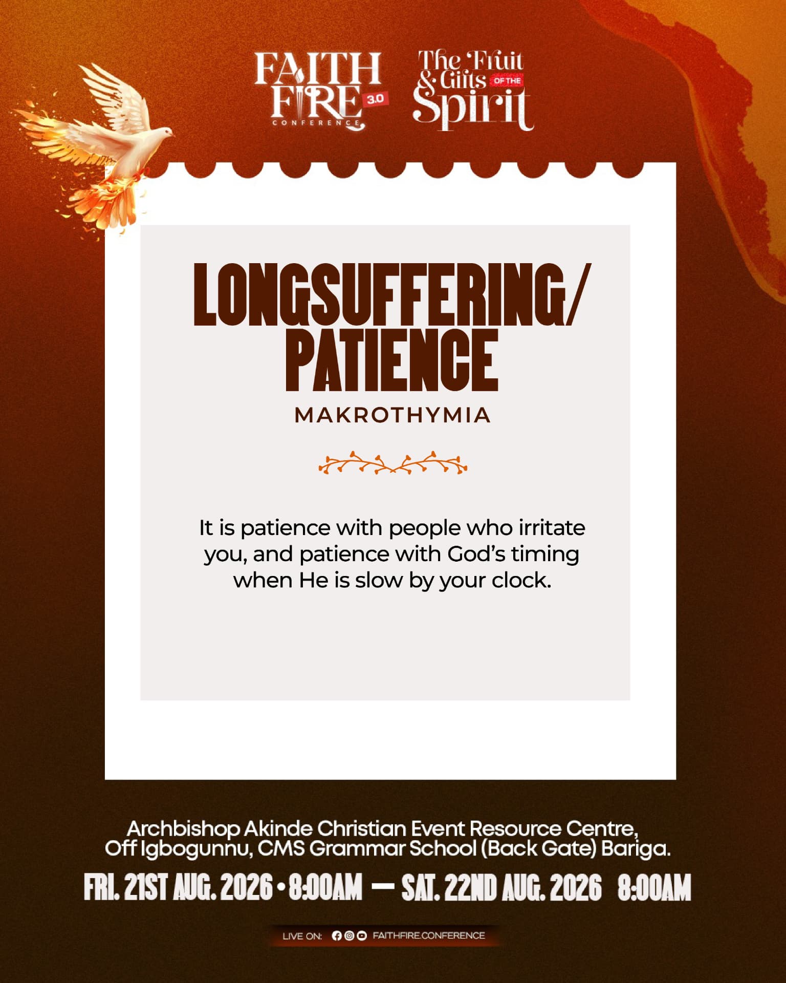 Longsuffering / Patience (Makrothymia) — fruit of the Spirit